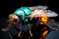 Absolutely perfect background of a large fly,sparkling light. on the mirror floor, Generated AI